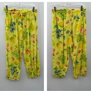 JAMS WORLD FOODART FRUITS vintage rare loose lightweight womans capri M